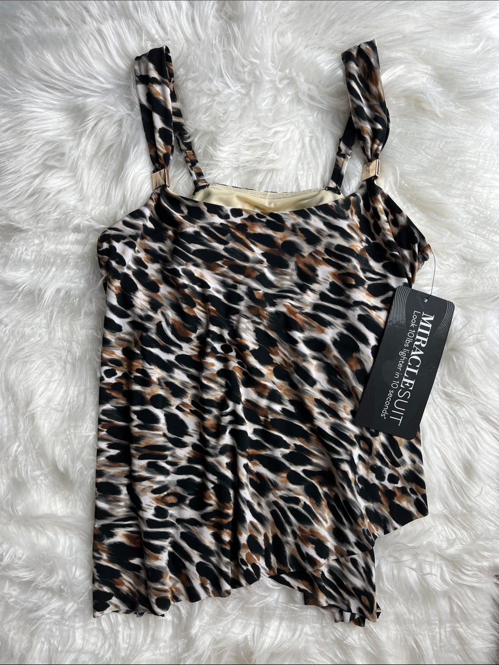 Miraclesuit Dazzle Leopard Tankini Top Womens 8 Underwire Tummy Control Resort - Picture 6 of 10